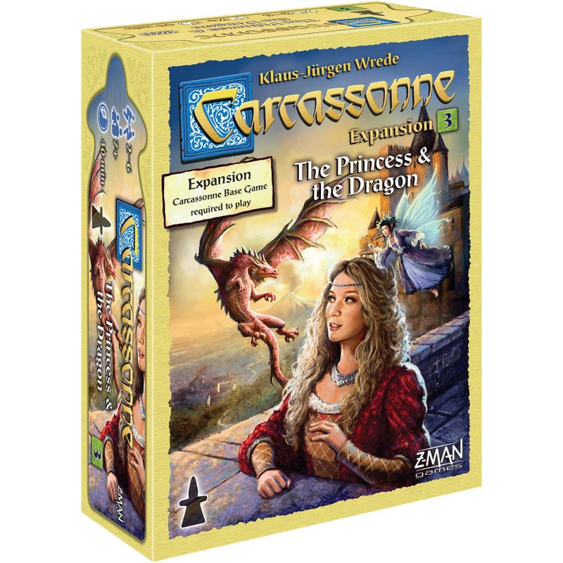 Asmodee Carcassonne The Princess & The Dragon Board Game Expansion - Chivalry, Sorcery and Intrigue Await! Strategy Game for Kids and Adults, Ages 7+, 2-6 Players, 45 Minute Playtime, Made by Z-Man Games - Image 1